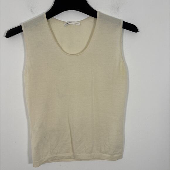 Johnstons Cashmere Sleeveless Sweater Tank Basic Layering Small Ivory Off White - Picture 2 of 8